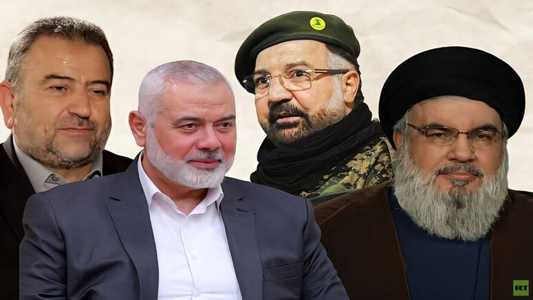سن نصر الله وإسماعيل هنية وفؤاد شكر وصالح العروري