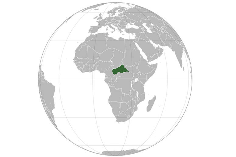 موقع جمهورية إفريقيا الوسطى في وسط إفريقيا