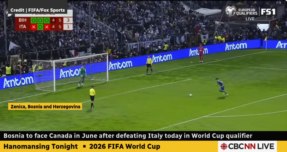 إيطاليا تفشل في بلوغ كأس العالم للمرة الثالثة تواليا بعد خسارة أمام البوسنة بركلات الترجيح