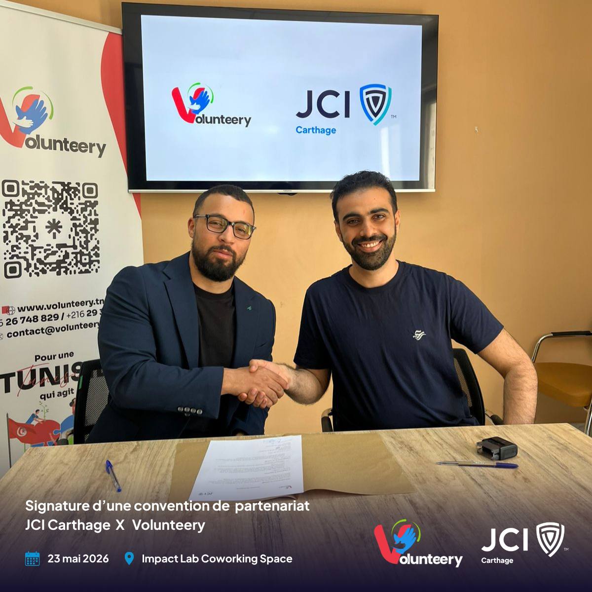 الغرفة الفتية العالمية بقرطاج تبرم اتفاقية شراكة مع منصة للتطوع لتعزيز العمل الجمعياتي