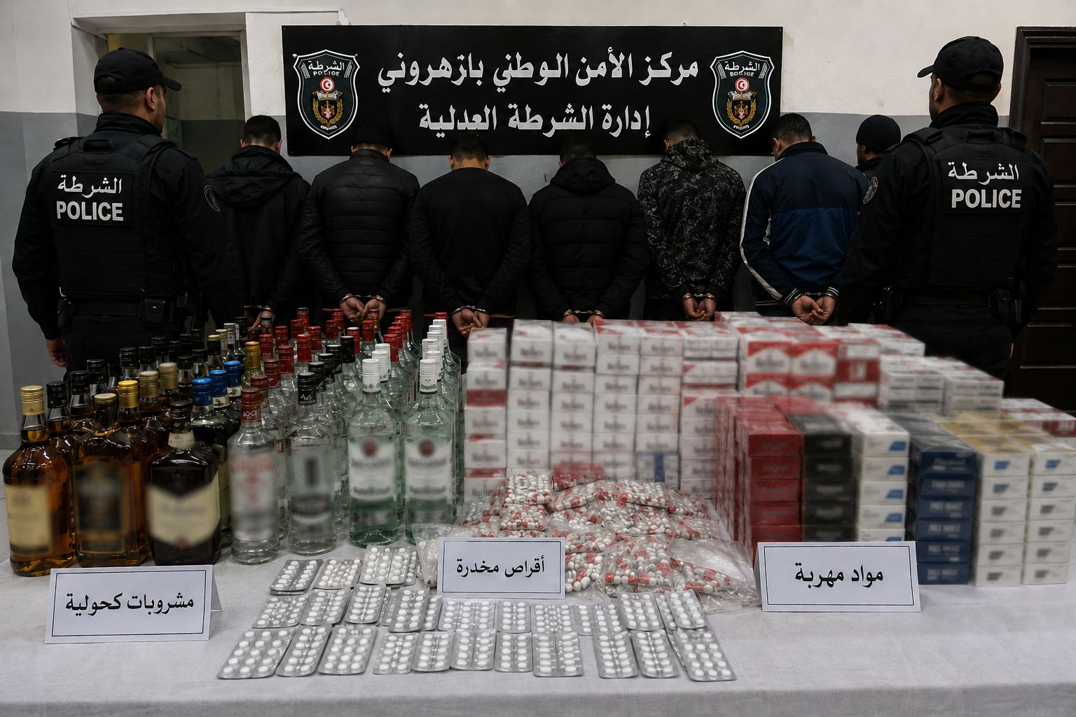 الإطاحة بشبكة  من العناصر الإجرامية الخطيرة في حملة أمنية بالزهروني وحجز كميات من المخدرات