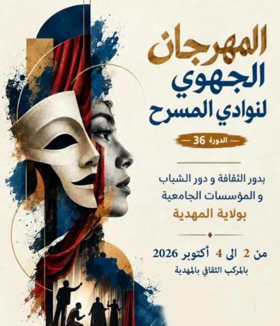 المهدية: 20 عرضا مسرحيا في مسابقات الدورة 36 للمهرجان الجهوي لنوادي المسرح بدور الثقافة والشباب والمؤسسات الجامعية