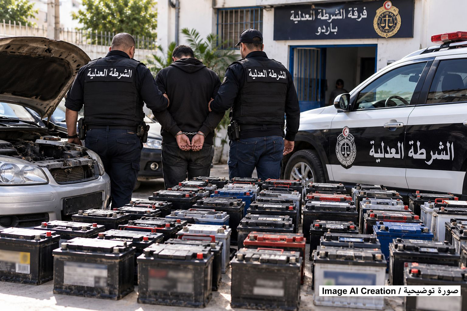 الشرطة العدلية بباردو تضرب بقوة: الاطاحة بلص البطاريات وحجز أكثر من 50 بطارية مسروقة