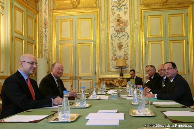 Tunisie-France Rencontre entre Mustapha Ben Jaafar et François Hollande à l'Elysée