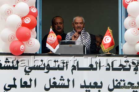 حسين العباسي في خطاب شعبي: الاتحاد صخرة تتكسر عليها القوى المعادية للثورة ولحقوق العمال