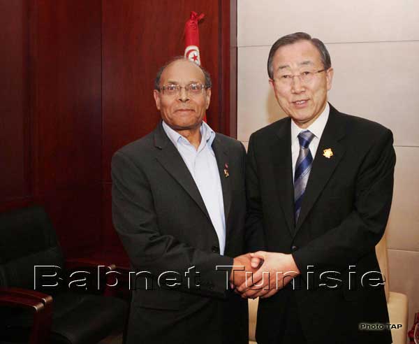 Le président Marzouki s'entretient avec Ban Ki-moon