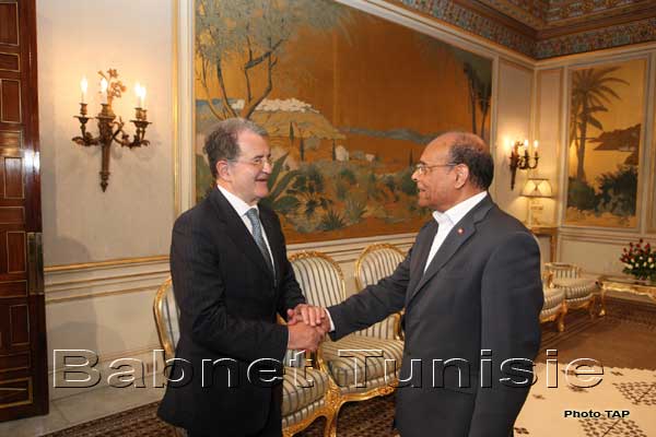 Tunisie-ONU Marzouki s'entretient avec Romano Prodi sur les moyens de promouvoir la paix au Mali