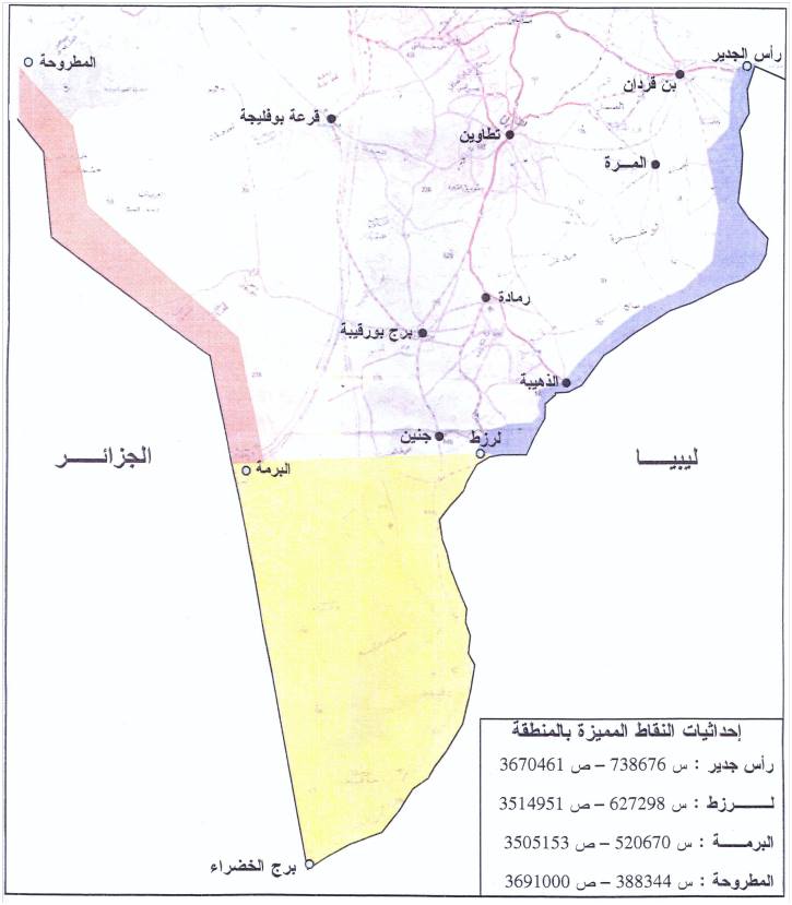 خريطة بيانيّة للمنطقة الحدوديّة العازلة بالجنوب